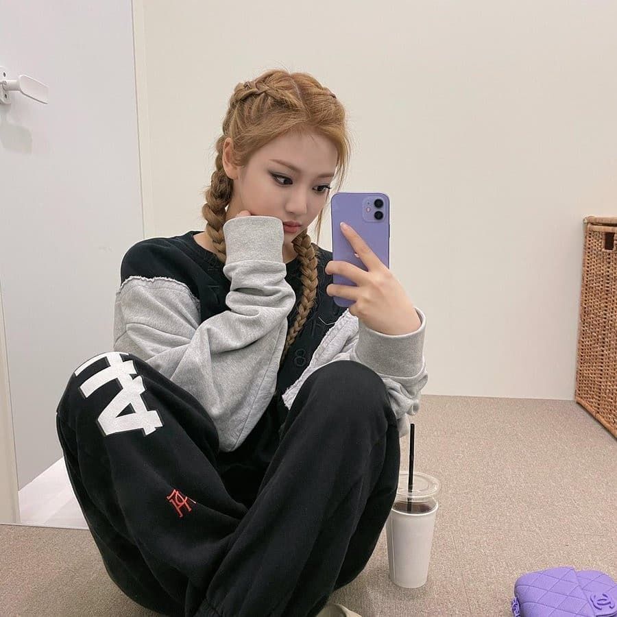 A portrait of Ningning aespa with boxer braids.