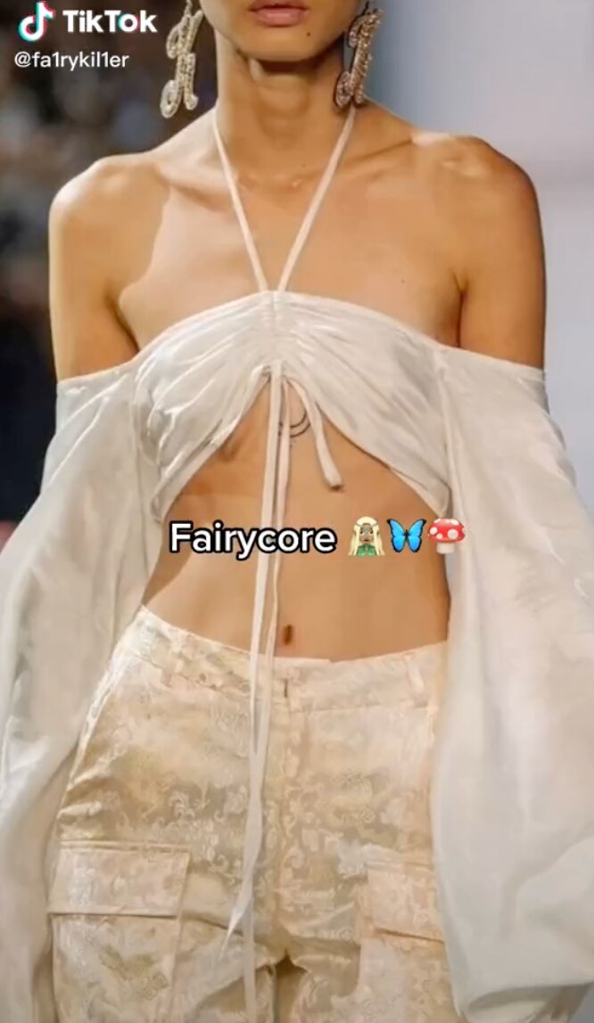 A TikTok video compilation of fairycore and fairycore grunge fashion