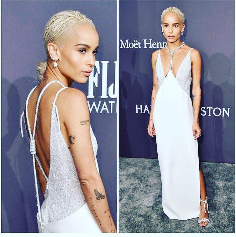 A woman with blonde braided hair wearing a long white gown