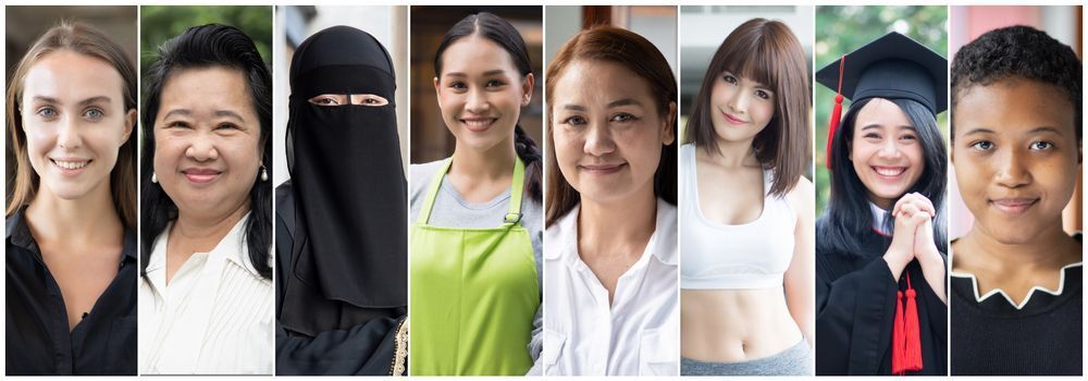A collage of different women.