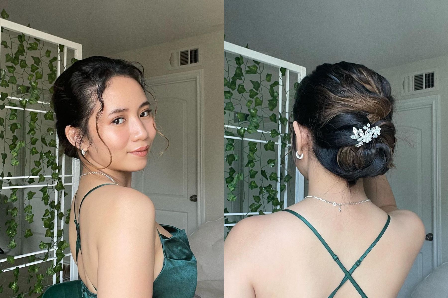 Leave out some face-framing pieces to make your chignon look more romantic. (Instagram.com/curlywavypatty)