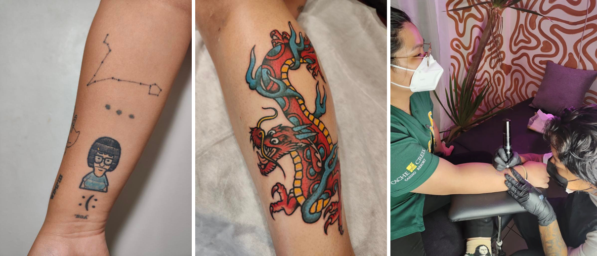 Various tattoos on arm 