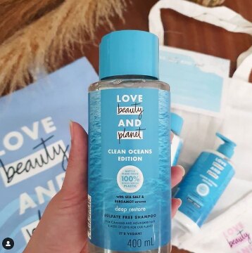 A photo of Love Beauty and Planet’s Clean Oceans Edition shampoo