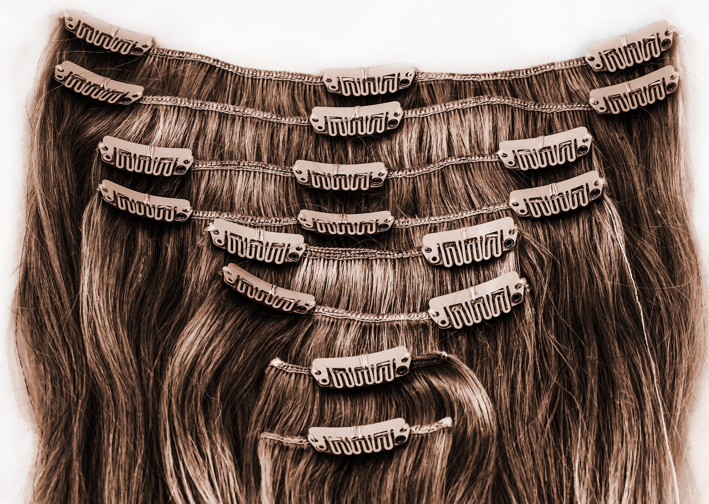 Brown clip on hair extensions
