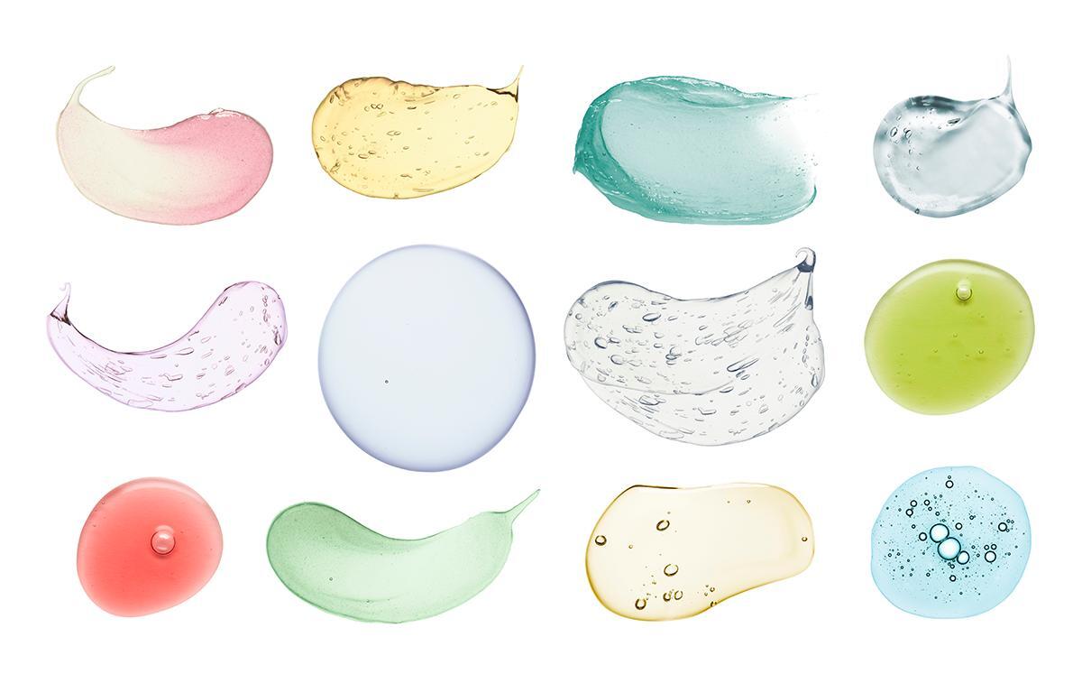 Skincare products textures