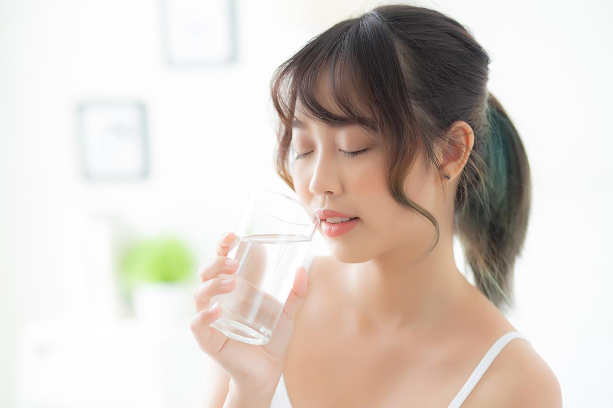 woman drinking water
