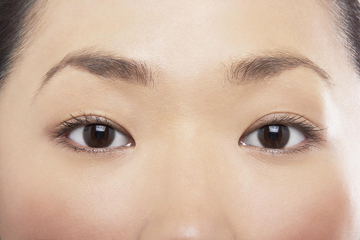 Closeup of Asian woman’s eyebrows and eyes
