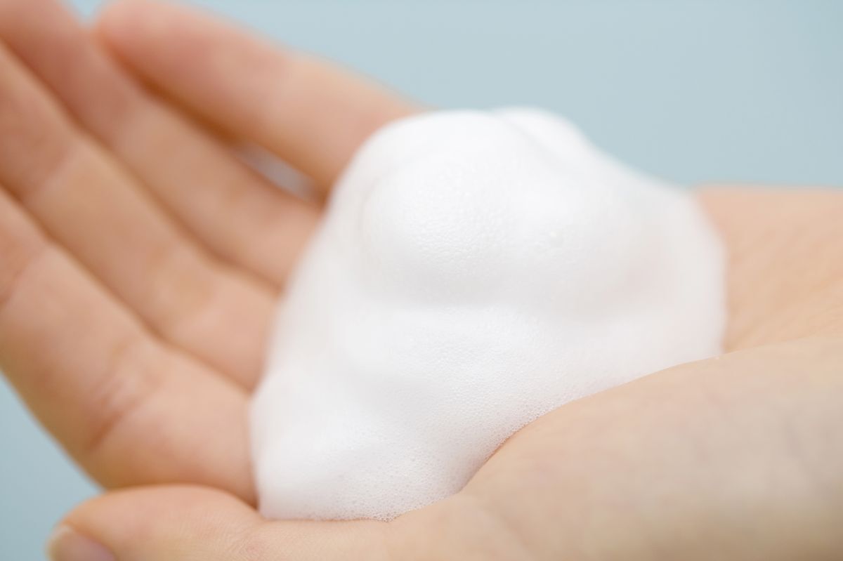 Lather in a woman’s hand