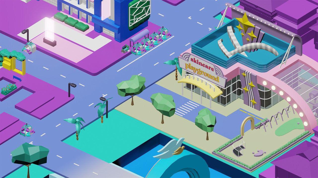 Image of a colorful virtual city