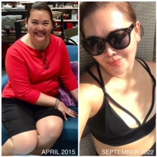 omparison of an Asian woman losing weight