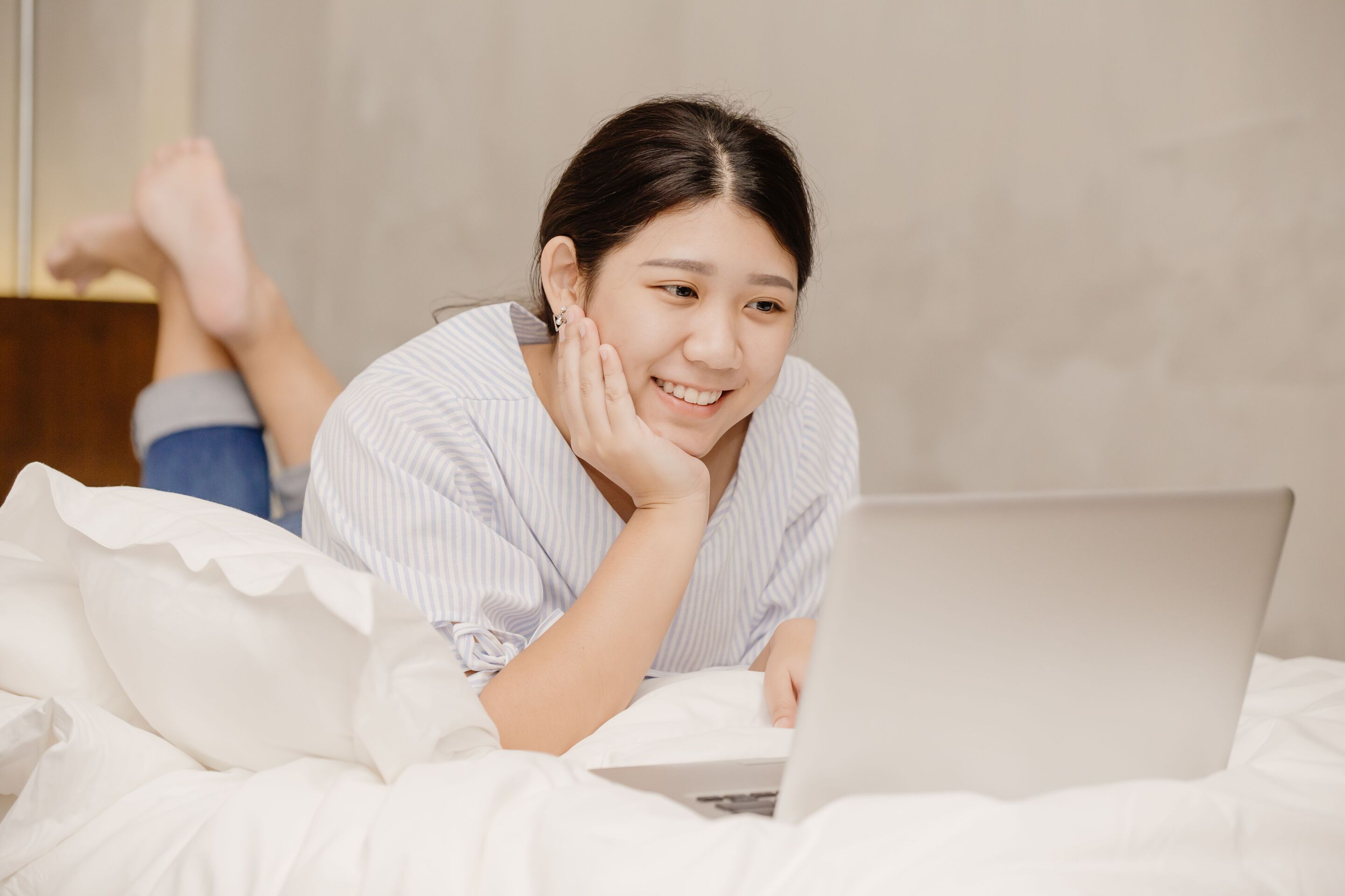 a woman with a laptop