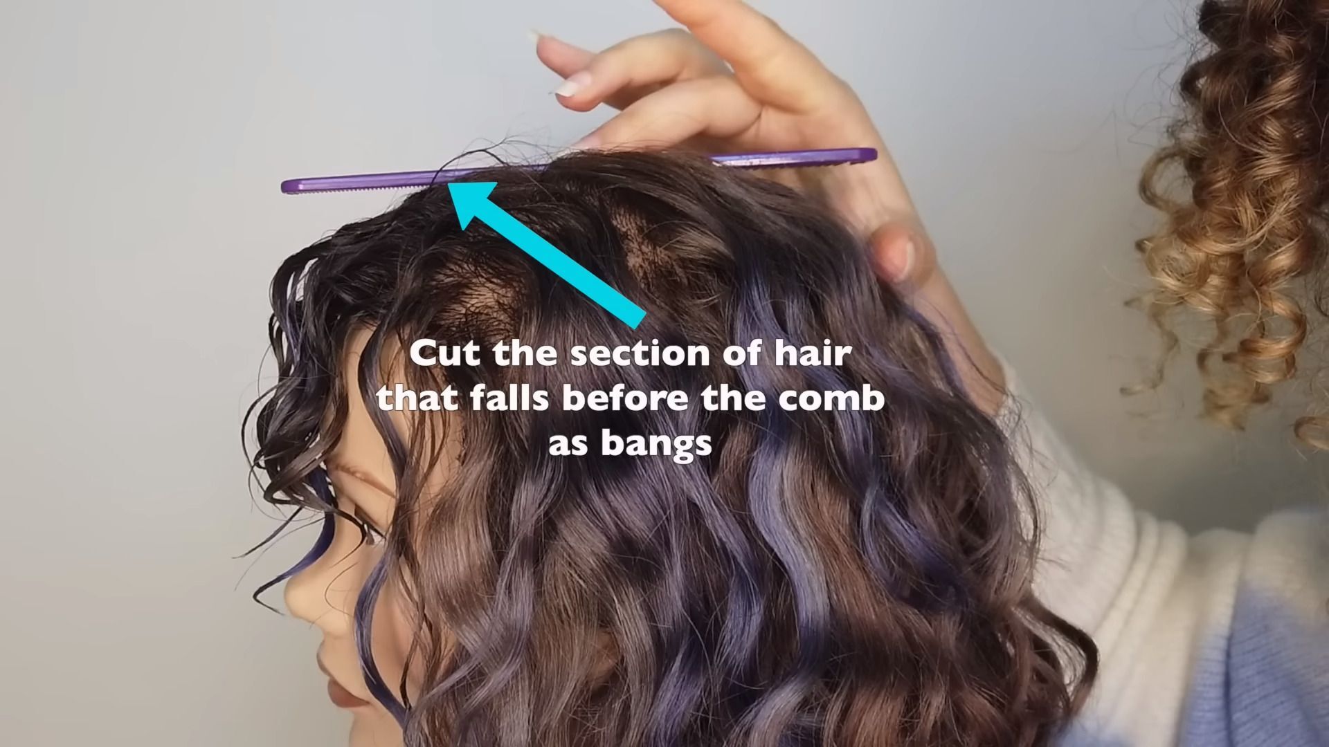 A picture of a head mannequin with a comb on top of it.