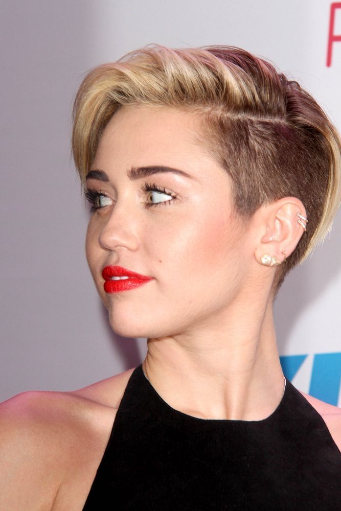 Miley Cyrus sports a banger of a hairstyle.