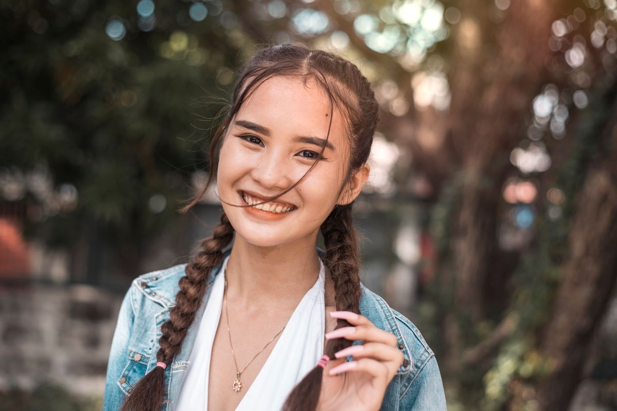 Young Asian woman wearing pigtails