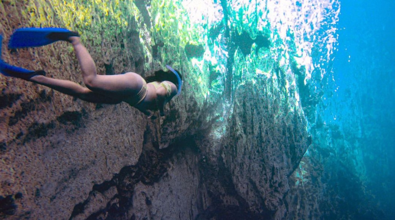 Woman freediving