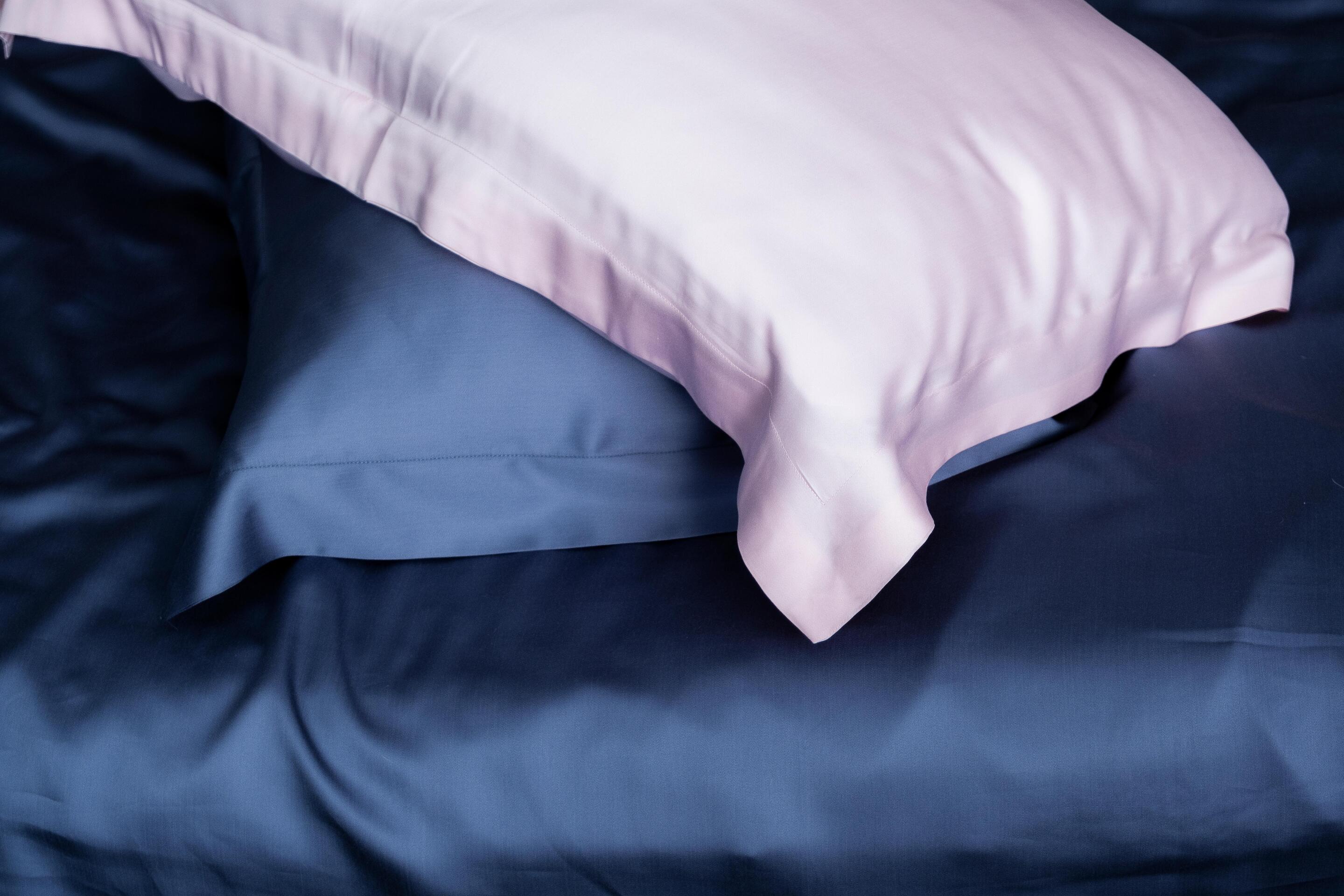 Blue and pink silk pillows