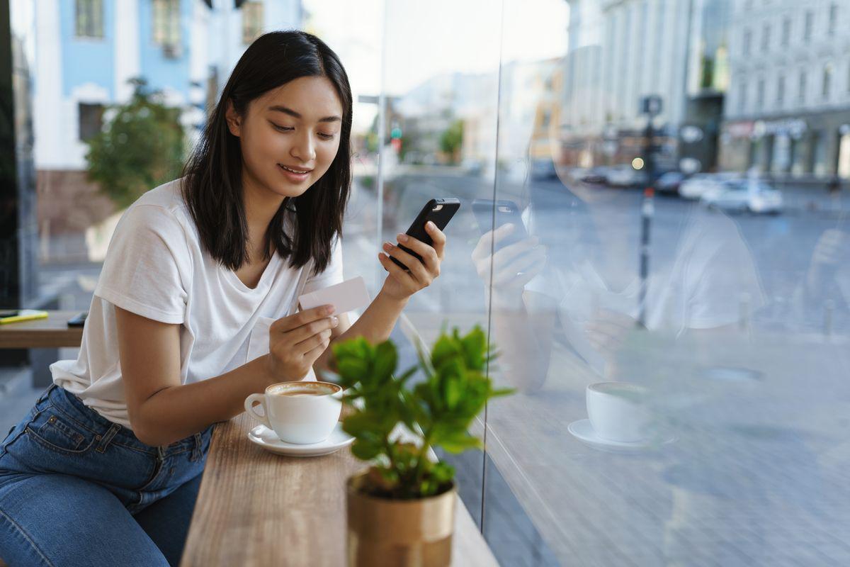 Asian woman at a coffee shop