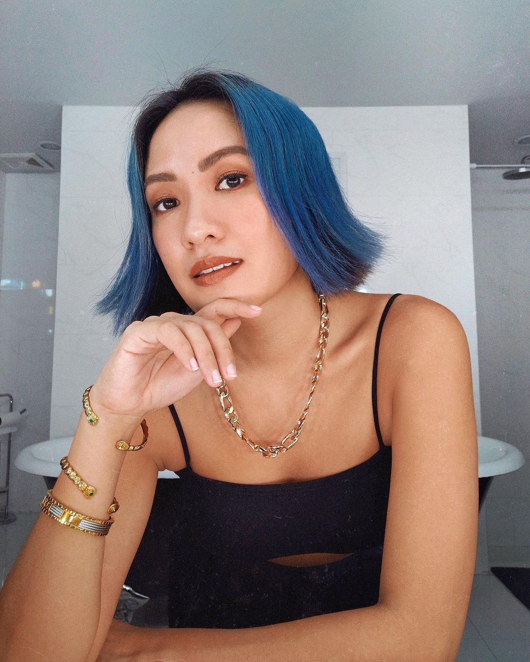 Laureen Uy with blue hair