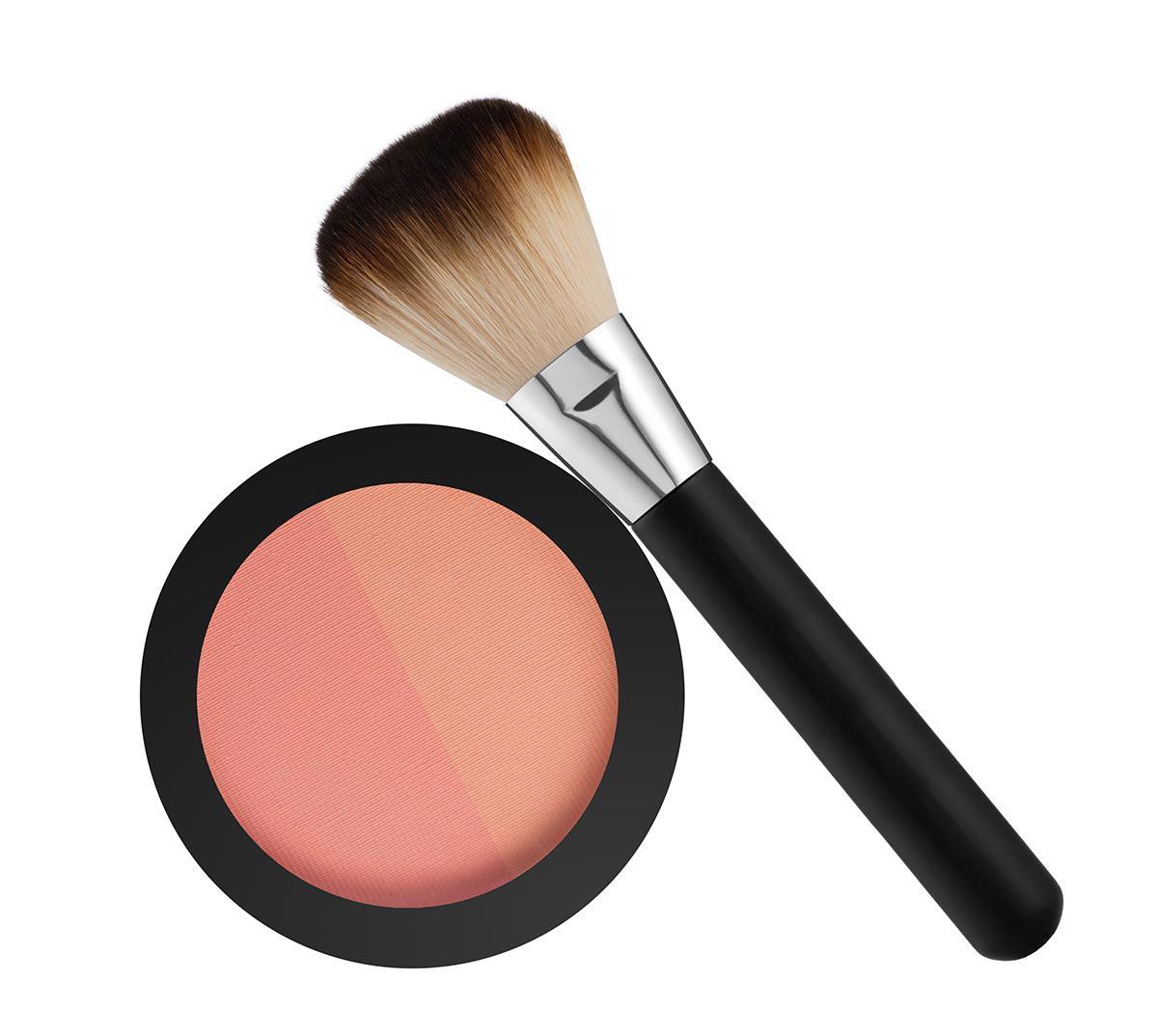 A pot of blush and a brush