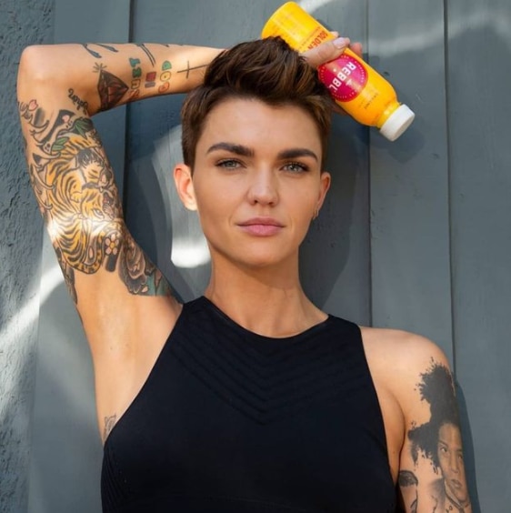 Ruby Rose with a faux hawk low fade