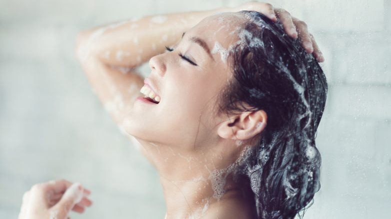 girl washing her hair