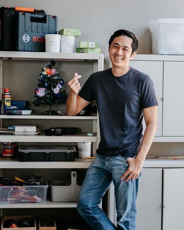 slater young in casual attire