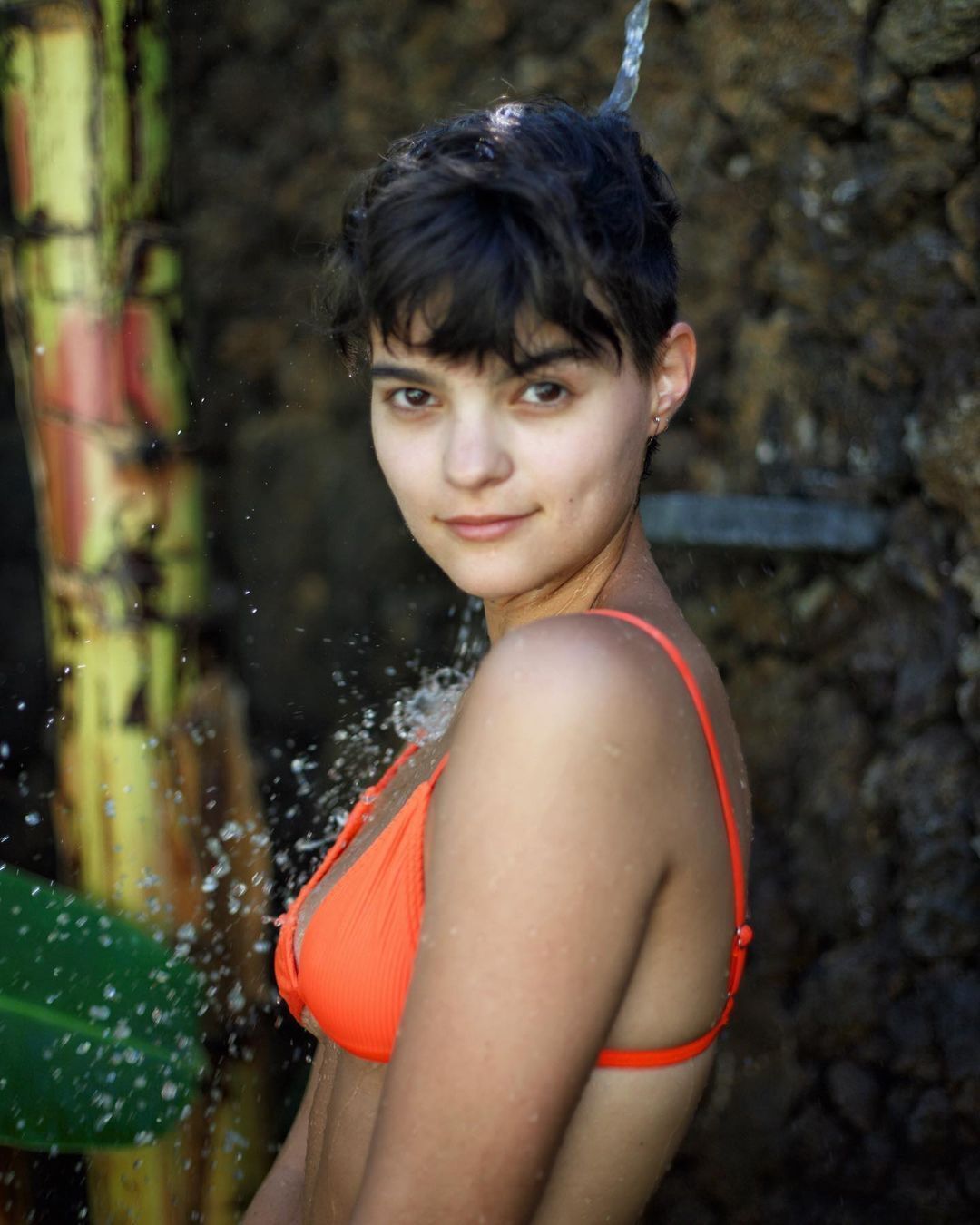 American actress Brianna Hildebrand with her wavy bangs 