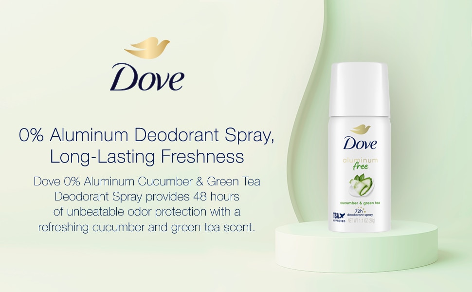 Dove Aluminum Free Travel Size Deodorant Spray Cucumber & Green Tea