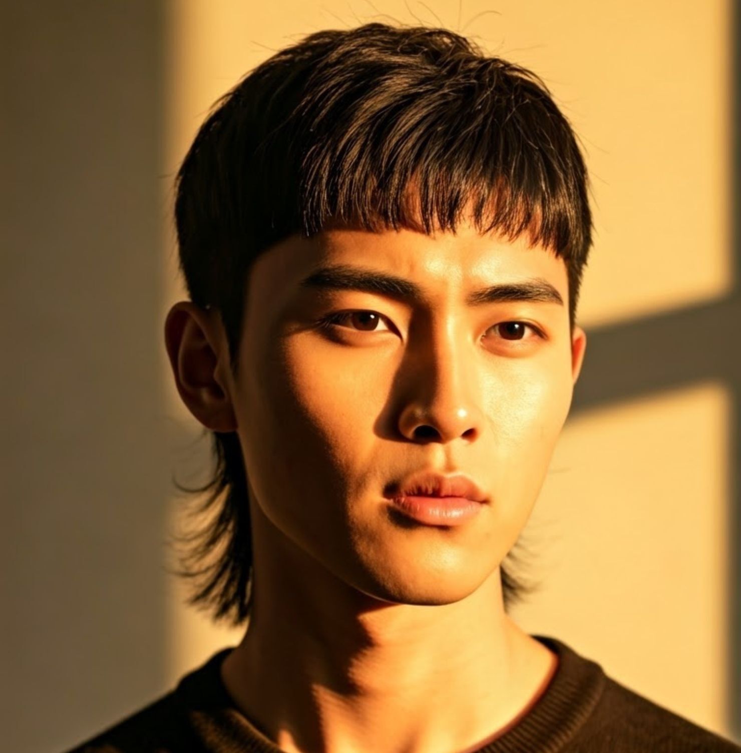 Tóc mullet nam mái ngố