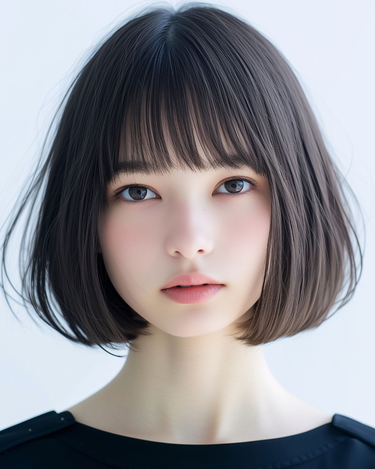 Tóc mái ngang cho mặt tròn