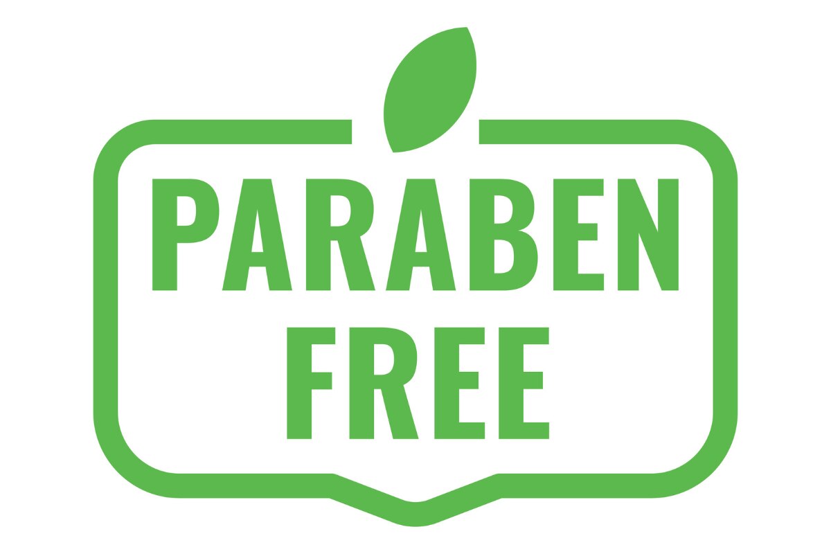 mỹ phẩm thiên nhiên không chứa paraben và các hóa chất độc hại logo paraben free màu xanh lá với hình chiếc lá phía trên