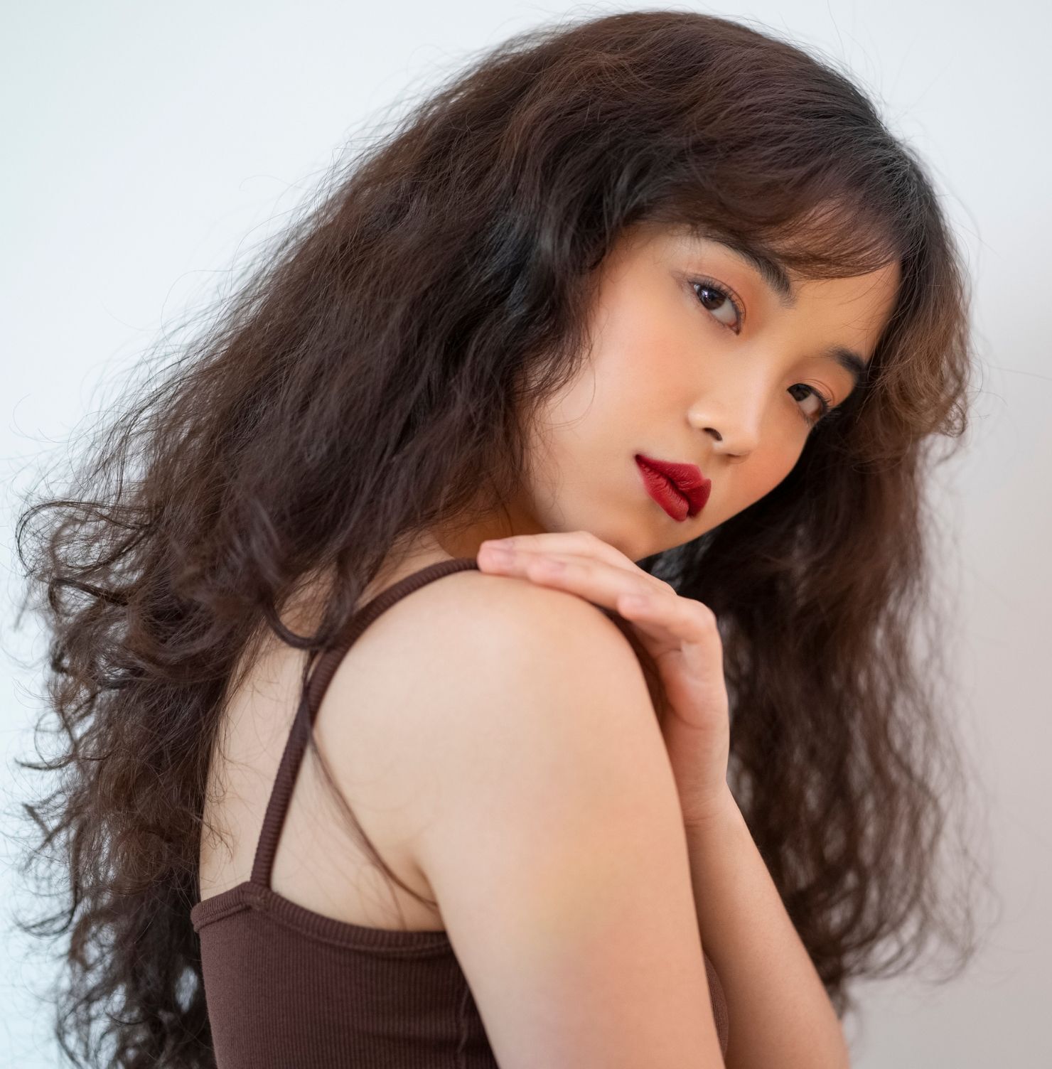 Tóc dài uốn xoăn xù mì