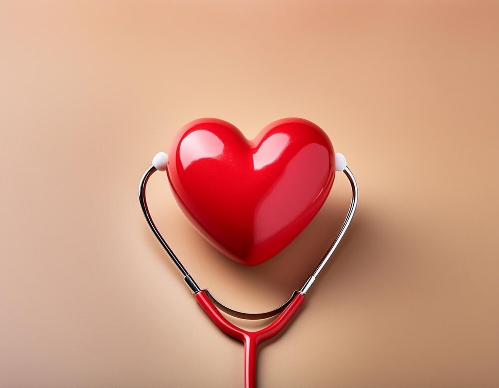 cách sử dụng collagen collagen có tác dụng gì cải thiện sức khỏe tim mạch trái tim màu đỏ và ống nghe trên nền da cam nhạt