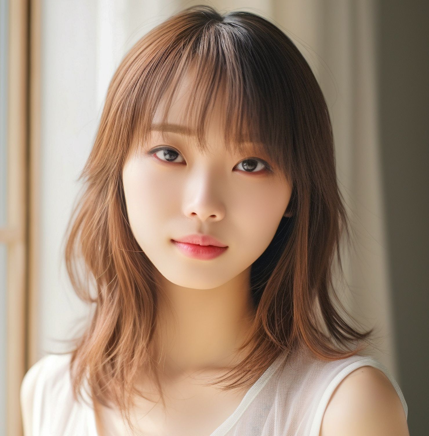 Tóc ngắn ngang vai cho mặt tròn tỉa layer