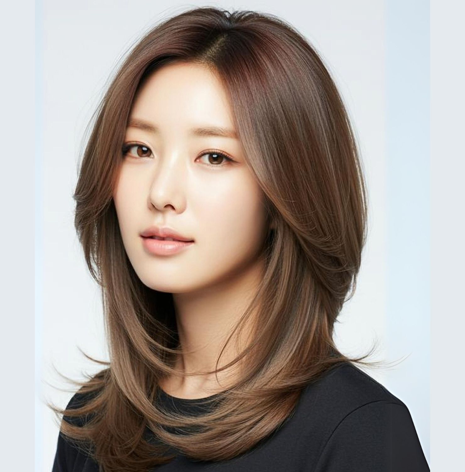 Tóc ngắn ngang vai cho mặt tròn mái bay