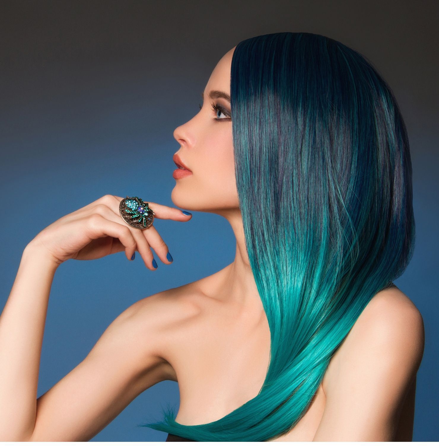 Tóc balayage xanh lá