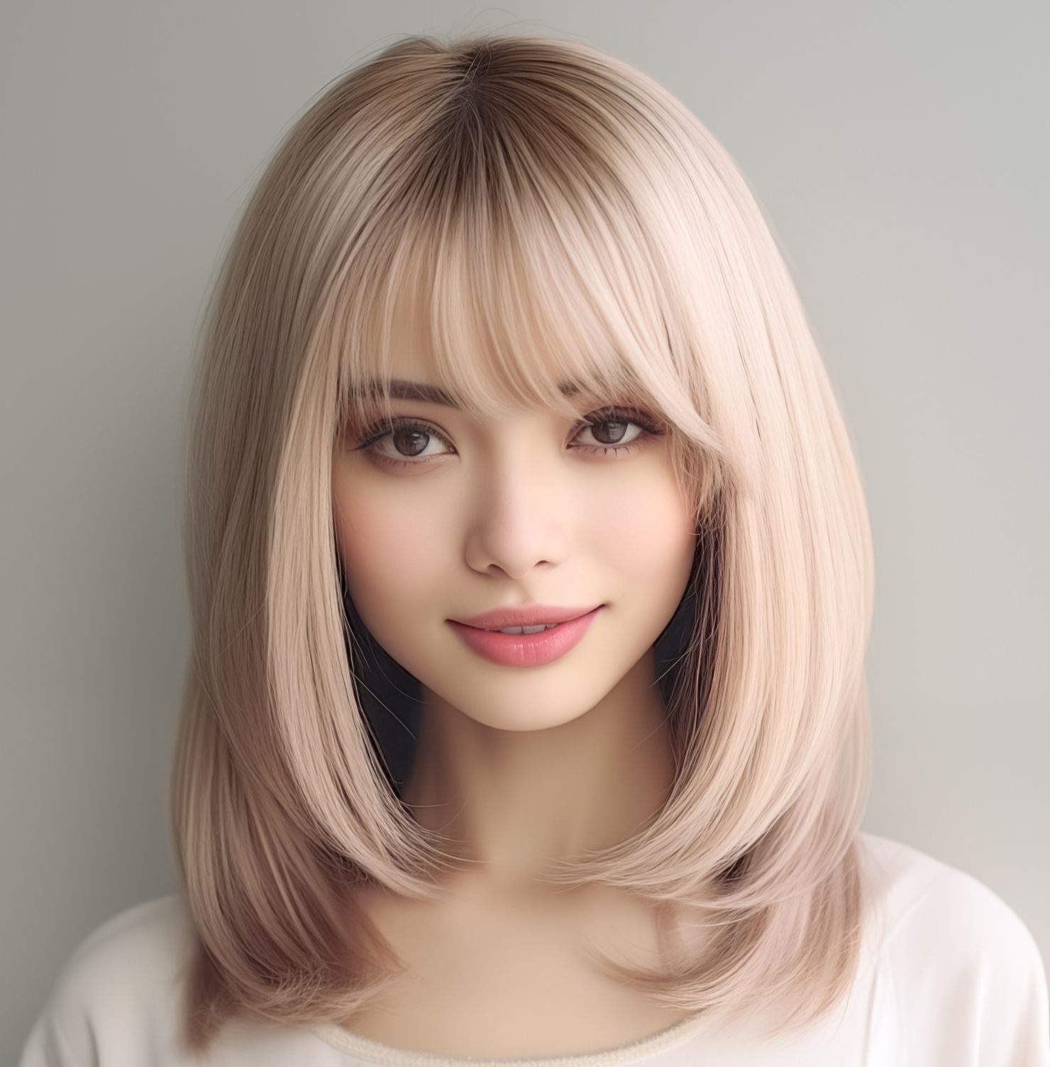 Tóc ngang vai thẳng cụp đuôi