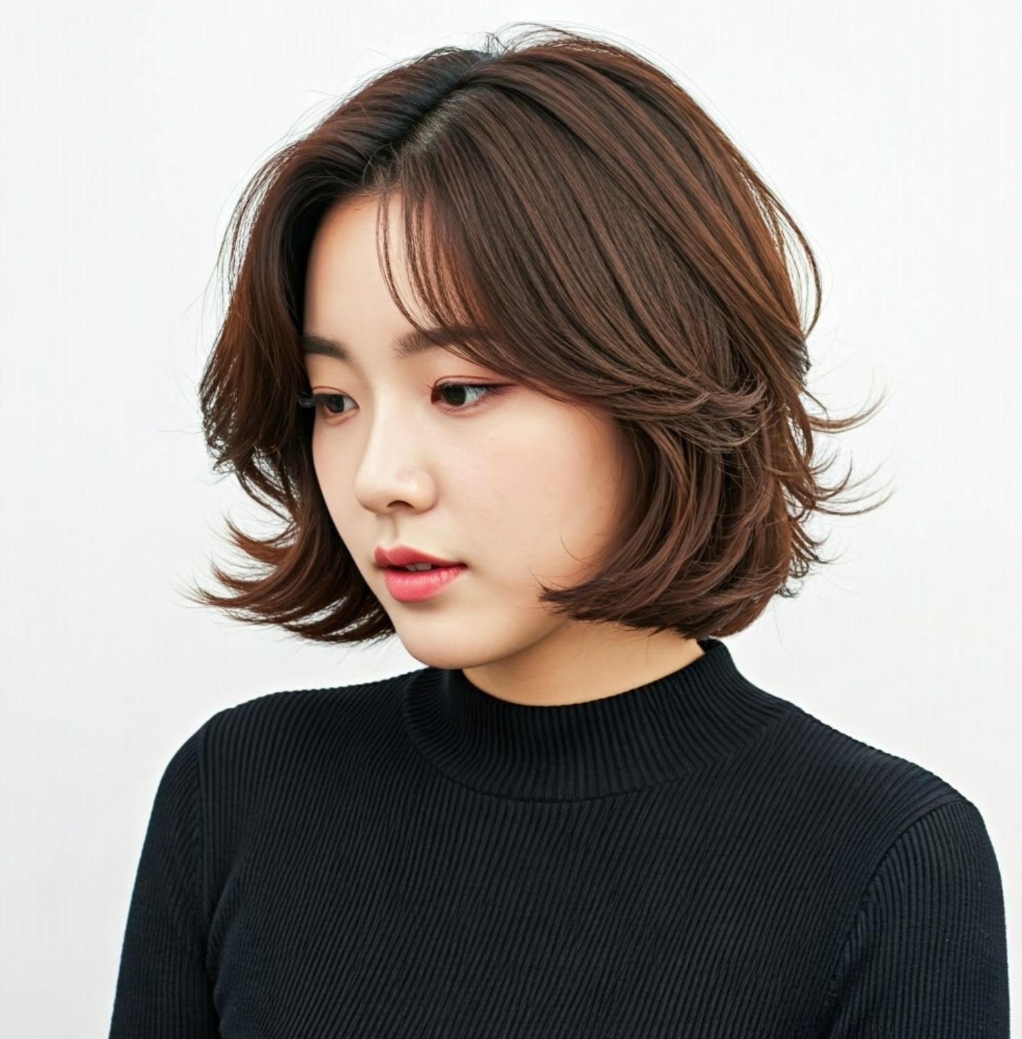 Tóc lá bầu ngắn lai tóc bob 