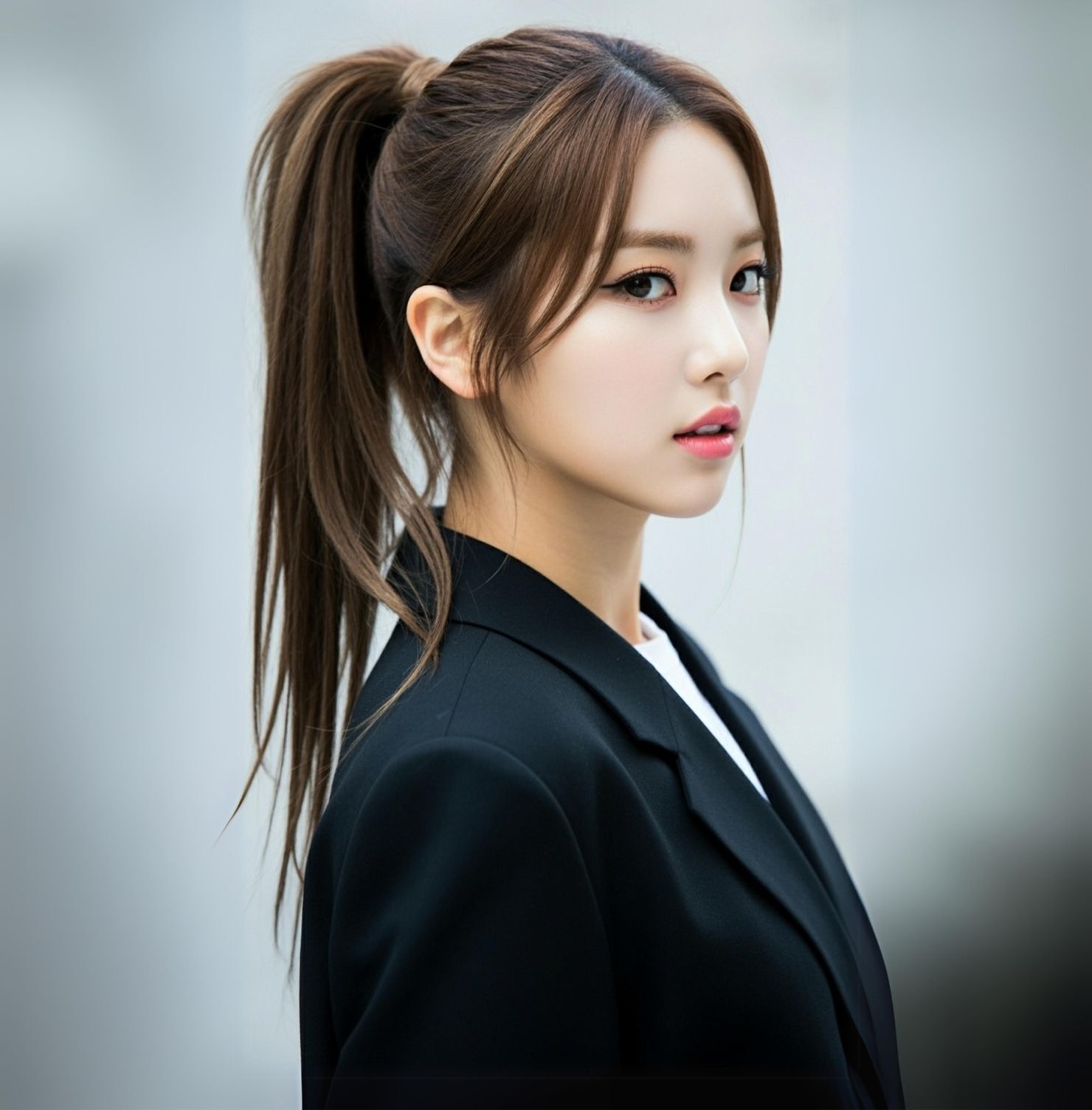 Tóc tỉa layer mái bay buộc cao