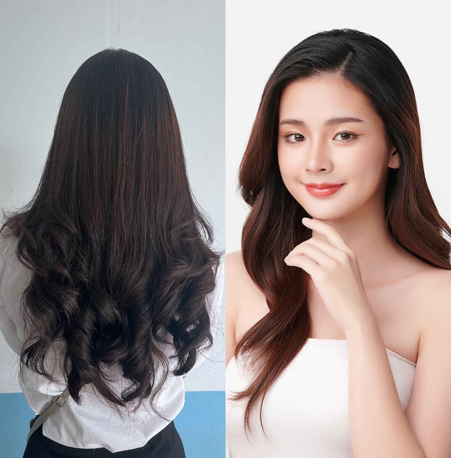 Tóc lá bầu uốn xoăn phần đuôi 