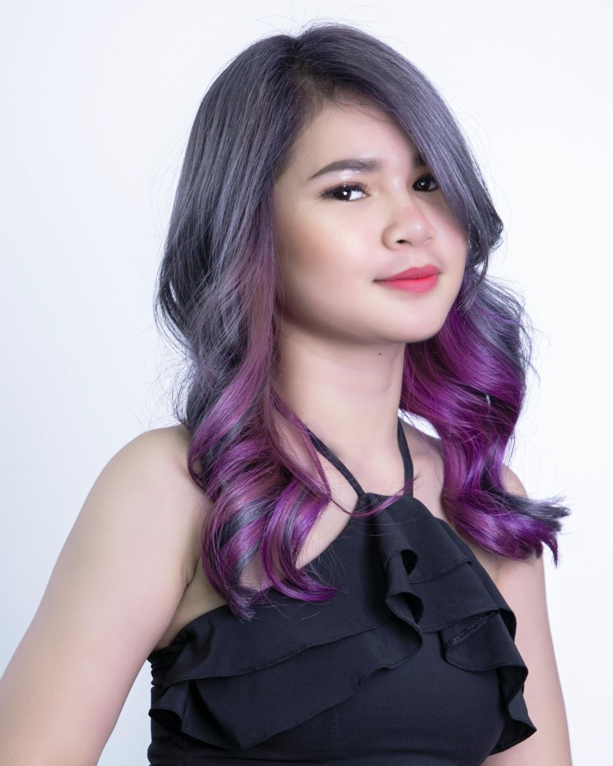 Tóc màu tím than nhuộm ombre