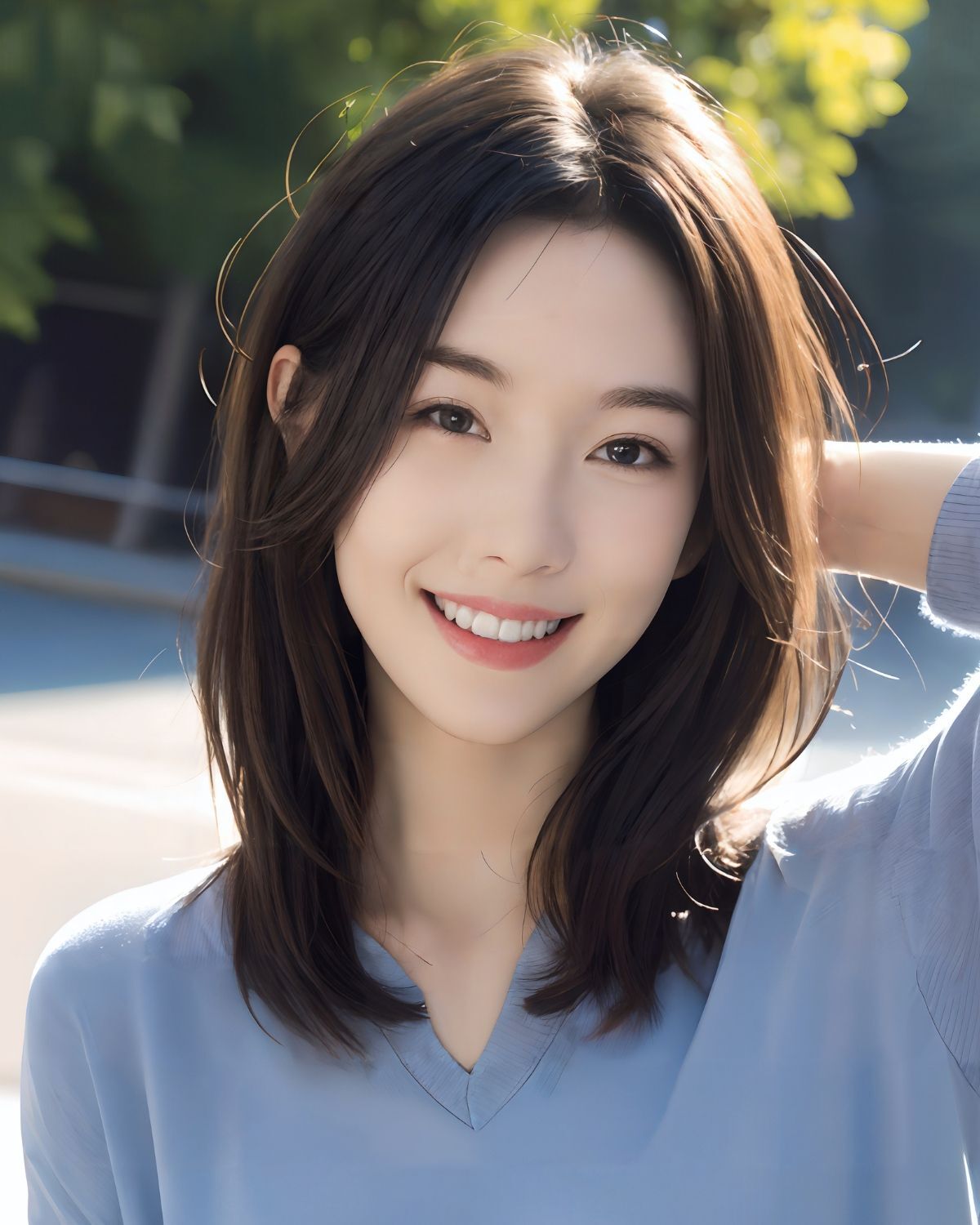 Tóc bồ câu rẽ ngôi giữa cho mặt trái xoan