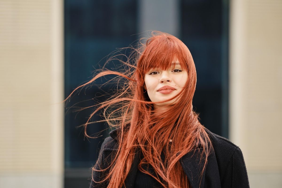 tóc màu nâu đỏ cherry cô gái mái búp bê tóc dài thẳng màu đỏ cherry sáng