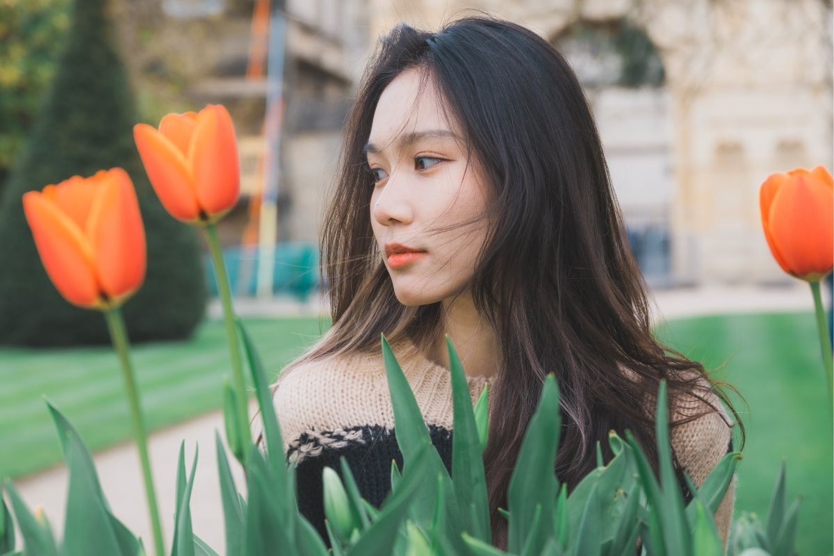 Tóc mái dài đen thẳng 