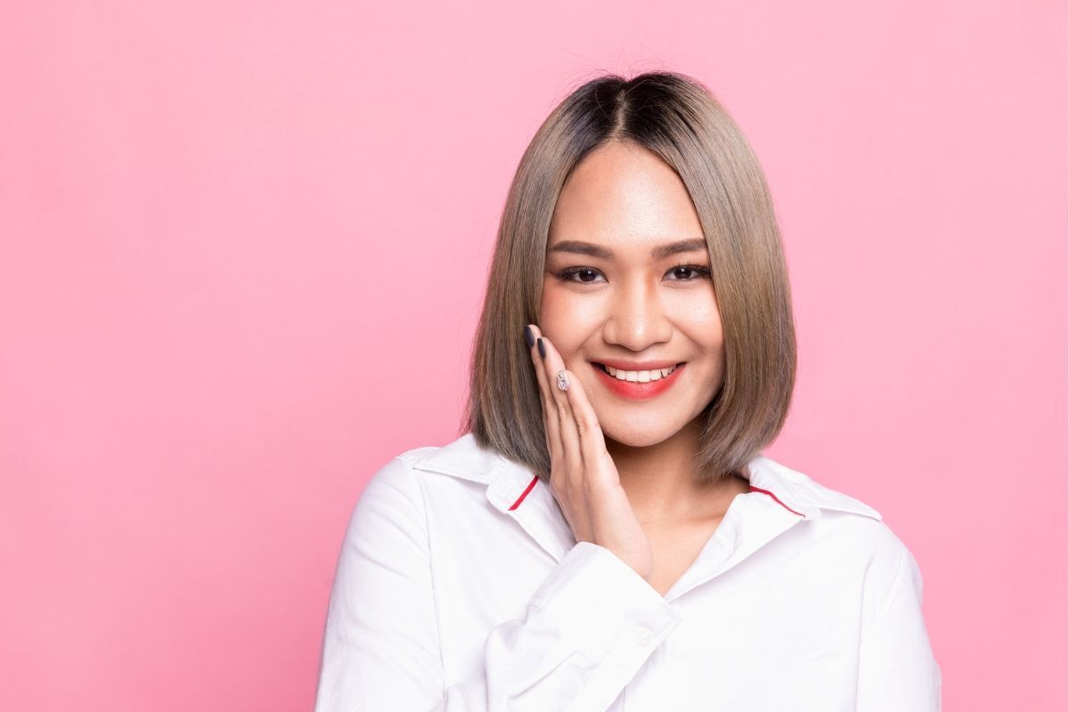 Tóc ép cụp ngang vai cho mặt tròn