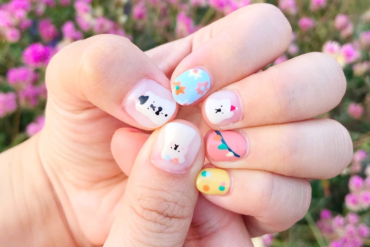 Mẫu nail hình con gấu đẹp và cute