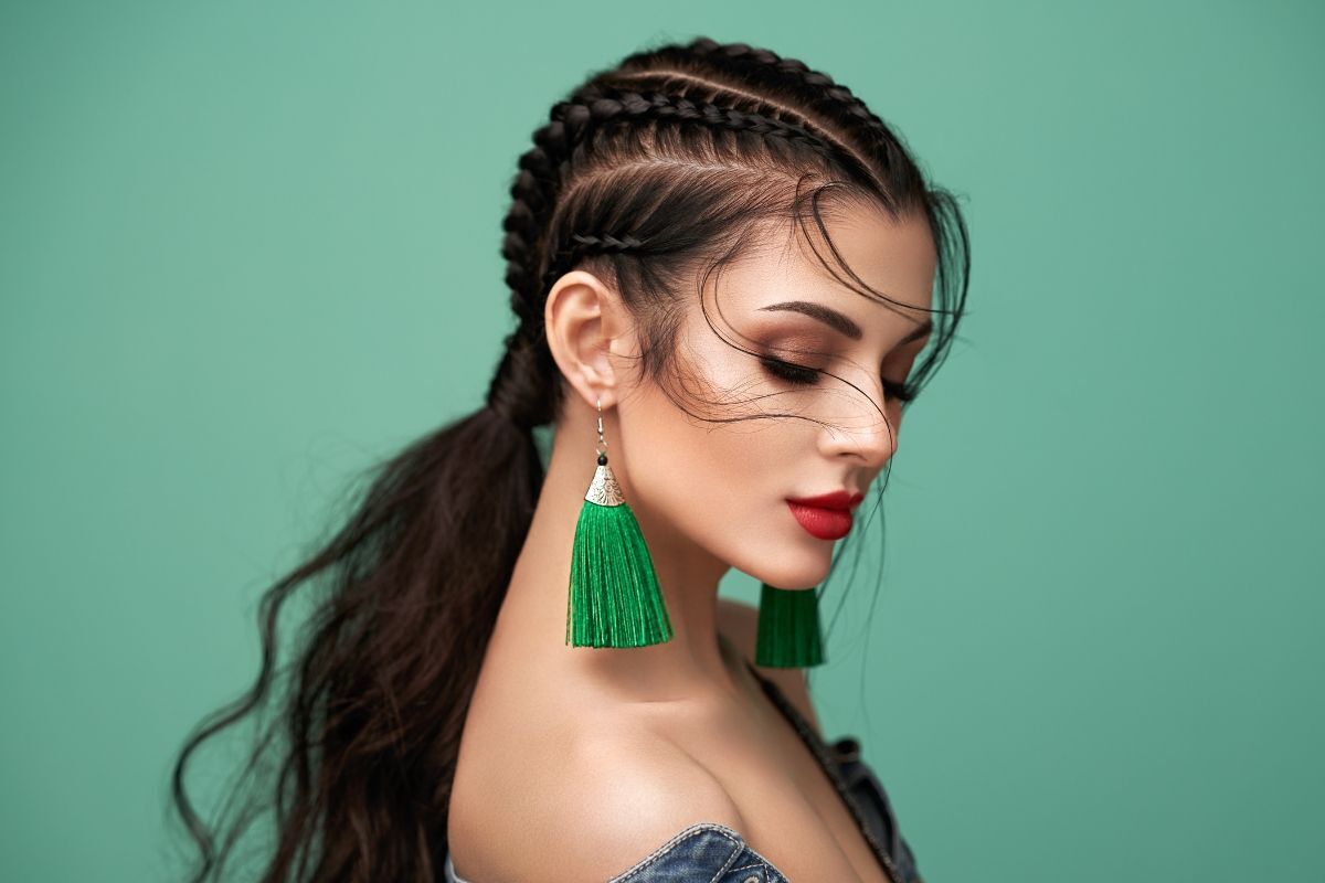 kiểu tóc đi tiệc mặt tròn tóc chiến binh