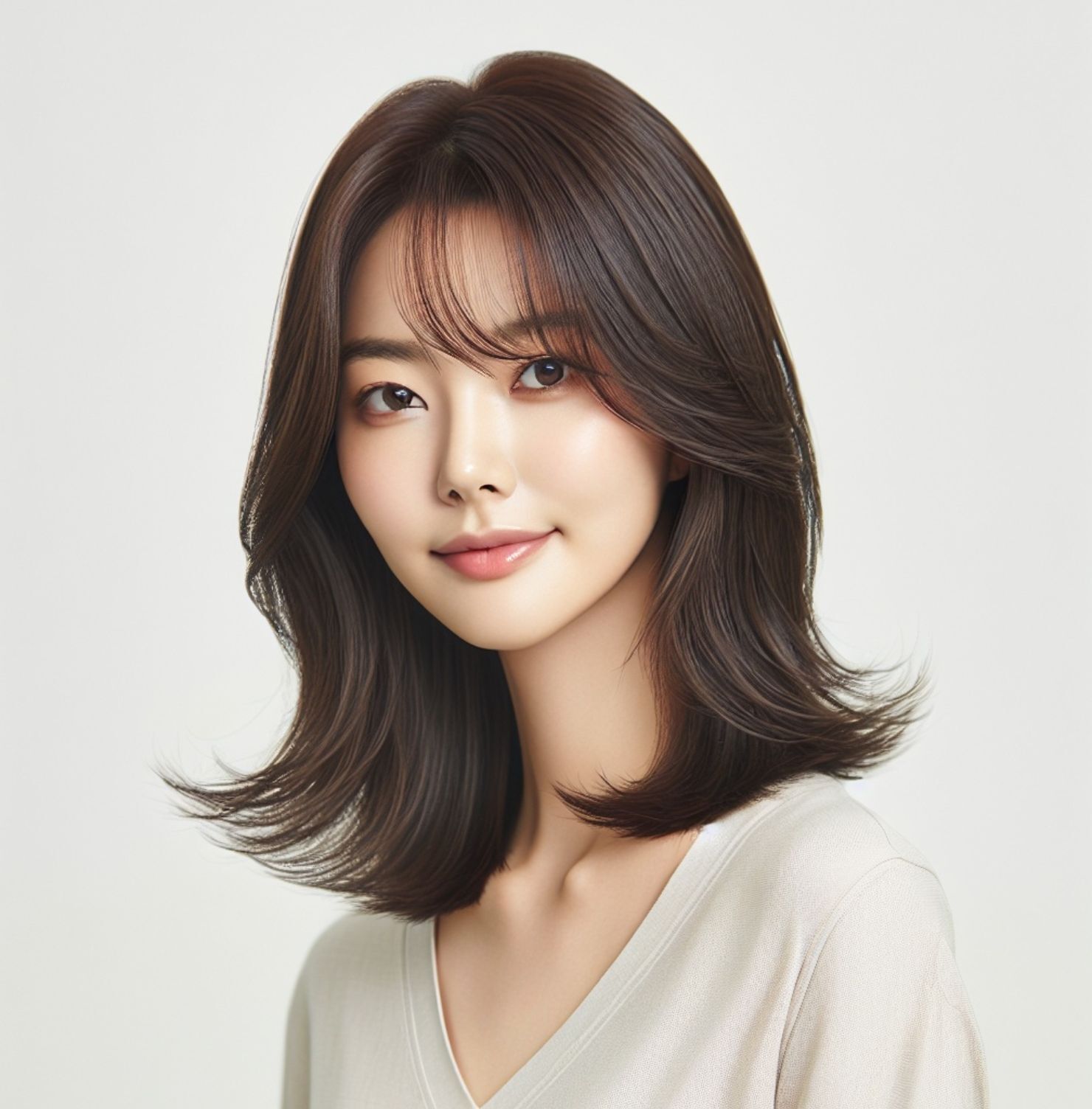 Tóc mái thưa cho mặt vuông