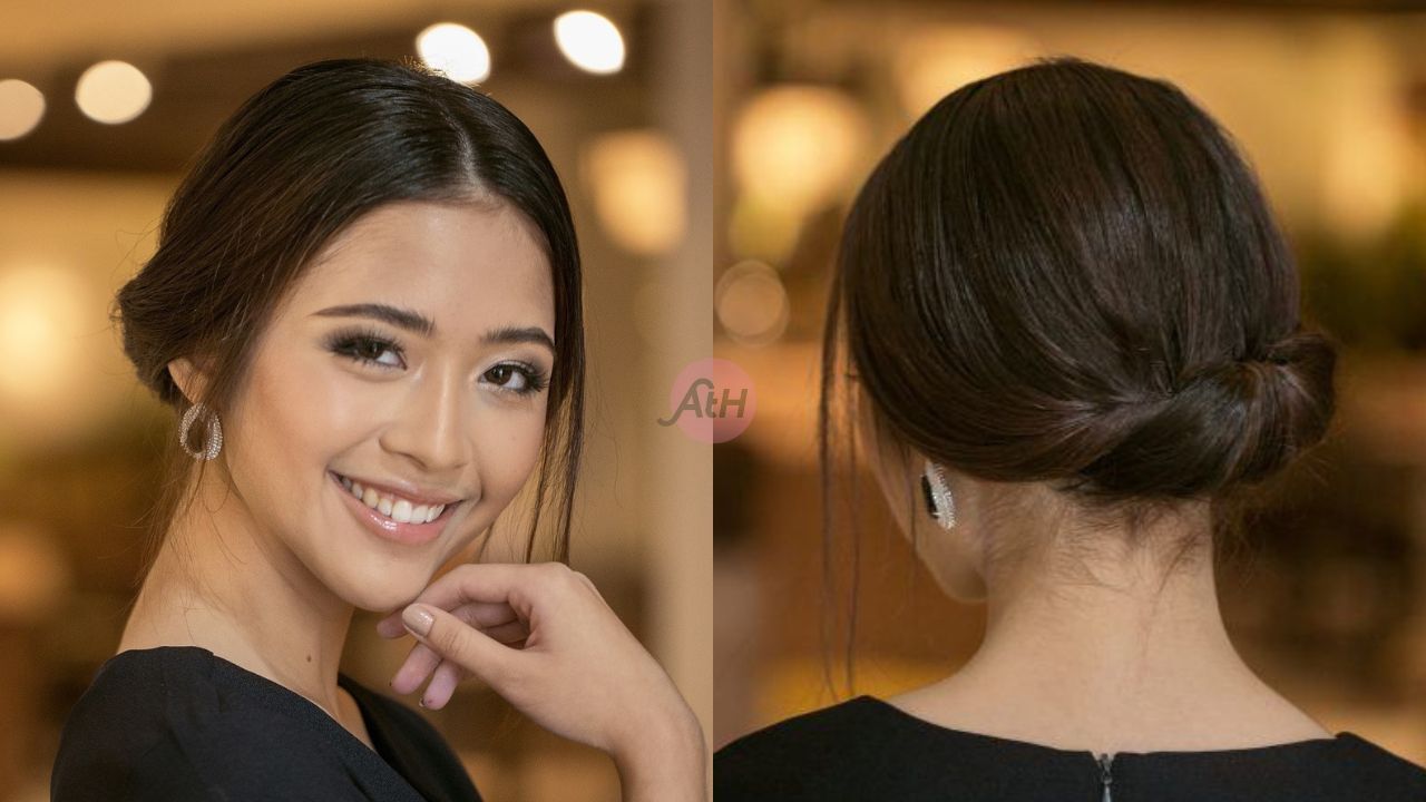 wanita asia dengan rambut disanggul chignon
