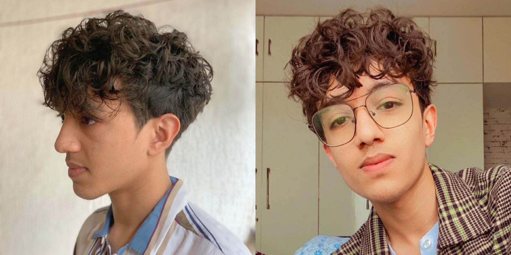 pria asia dengan rambut keriting dipotong two blocks khas korea